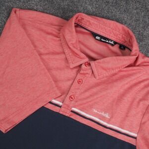 TravisMathew Polo‎ Shirt Mens Large Colorblock Blue Red Short Sleeve Golf Active